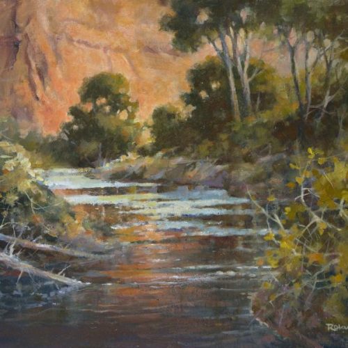 Virgin River Glow - Oil painting of Zion National Park