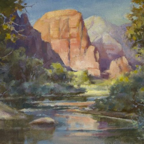 Afternoon at Angels Landing - Roland Lee Oil Painting of Zion National Park