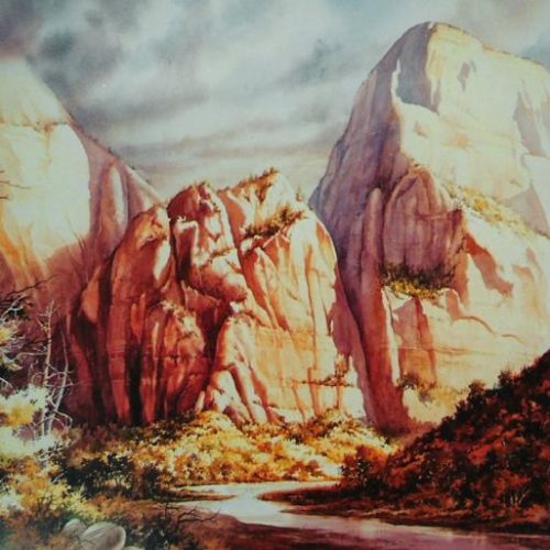 Great White Throne - Litho Print - Limited edition print of The Great White Throne in Zion National Park Utah