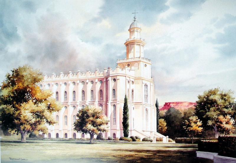 St. George Temple Morning – Litho Print – Roland Lee St. George Temple Morning – Litho Print – Roland Lee