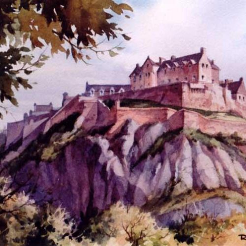 Edinburgh Castle Scotland - Original watercolor painting of Edinburgh Castle in Scotland