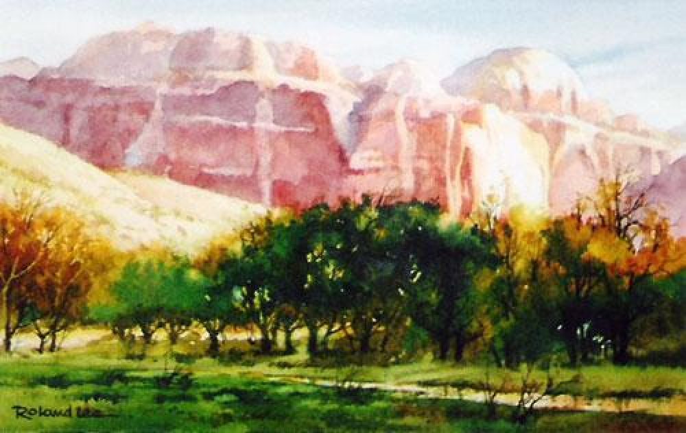 Cliffs on Fire - Capitol Reef - Watercolor Painting of Capitol Reef National Park