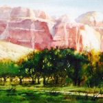 Cliffs on Fire - Capitol Reef - Watercolor Painting of Capitol Reef National Park