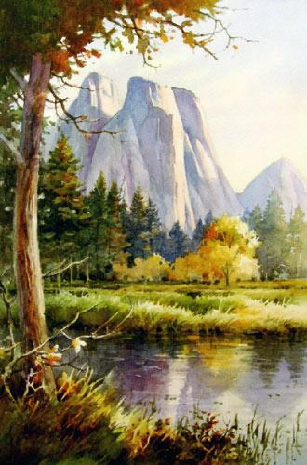 Granite Towers Yosemite - Watercolor Painting of Yosemite National Park