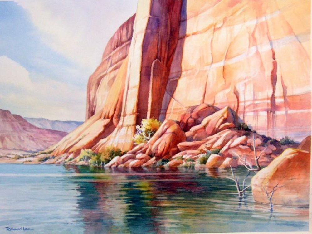 Lake Powell Reflections - Lake Powell Utah - Watercolor Painting of Lake Powell and Water Reflections