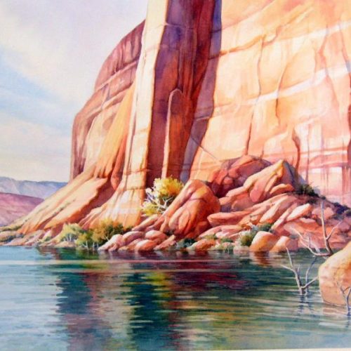 Lake Powell Reflections - Lake Powell Utah - Watercolor Painting of Lake Powell and Water Reflections