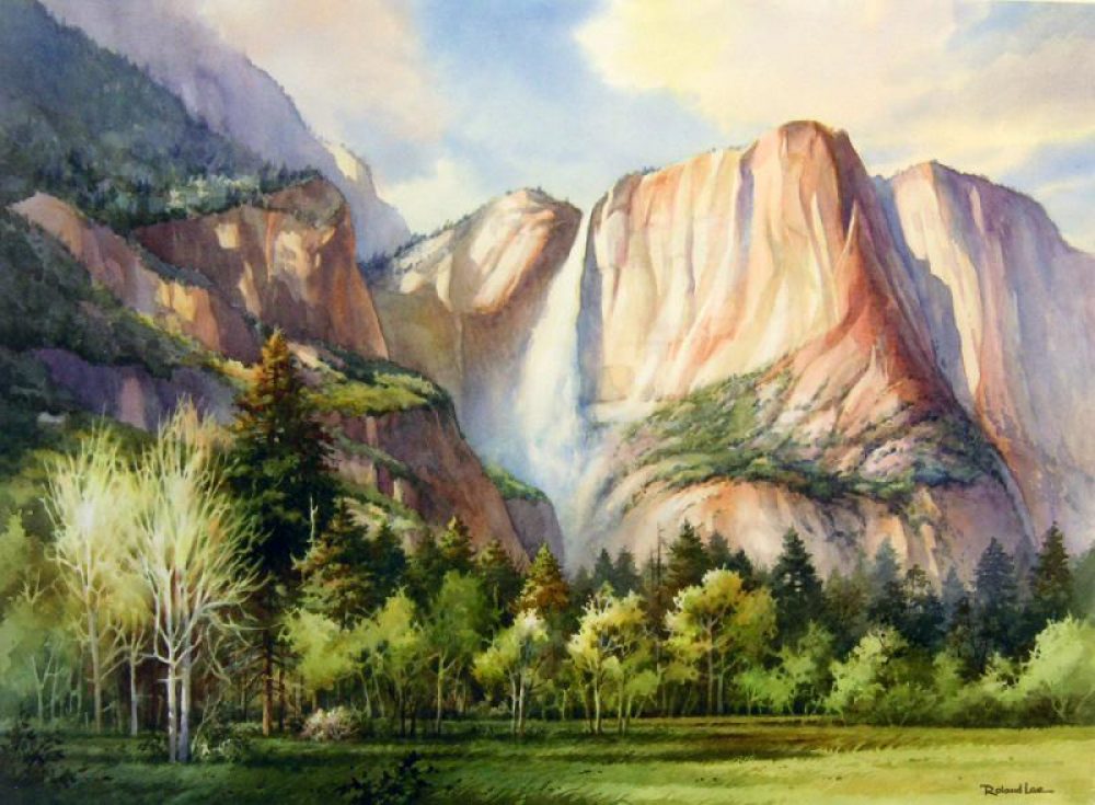 Yosemite Falls - Watercolor Painting of Yosemite Falls