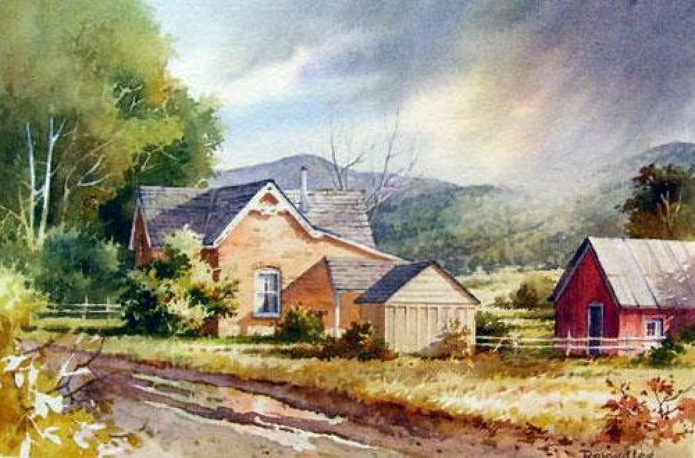 Pinto Farm - Watercolor Painting of Farm house in Pinto Utah