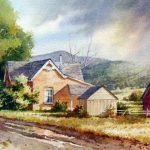 Pinto Farm - Watercolor Painting of Farm house in Pinto Utah
