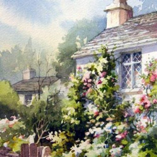 Grasmere England - Dove Cottage - Watercolor painting of the Dove Cottage in Grasmere