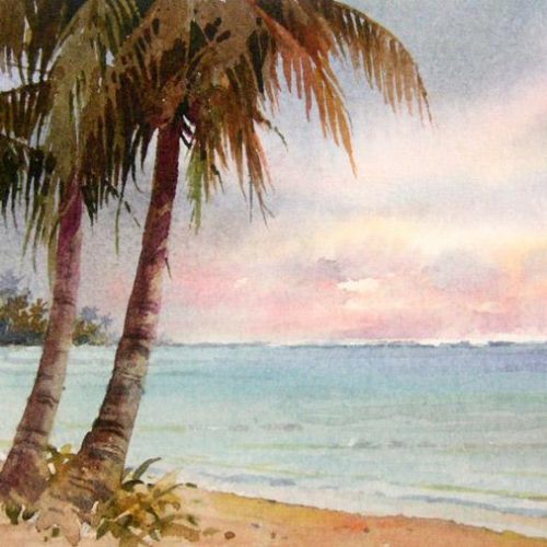 Cook Island Sunset - Wtercolor Painting of the Cook Islands