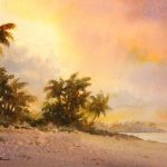 Sunset Study - Rarotonga - Watercolor painting of Rarotonga