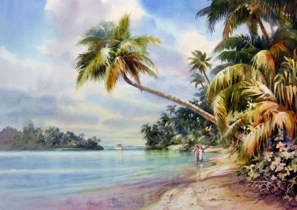 One Foot Island - Watercolor Painting of One Foot Island