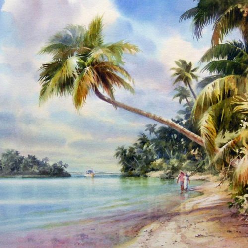 One Foot Island - Watercolor Painting of One Foot Island