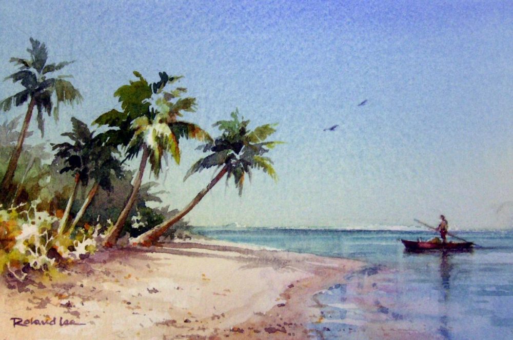 Back From Fishing - Watercolor painting of the Cook Islands