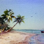 Back From Fishing - Watercolor painting of the Cook Islands