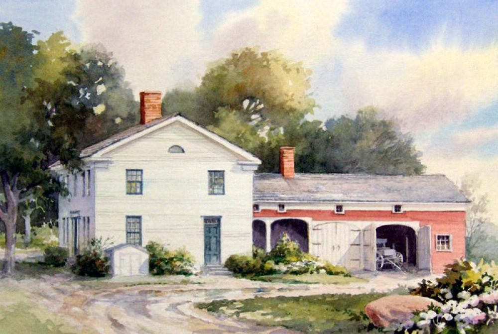 The John Johnson Home - Watercolor Painting near Kirtland Ohio