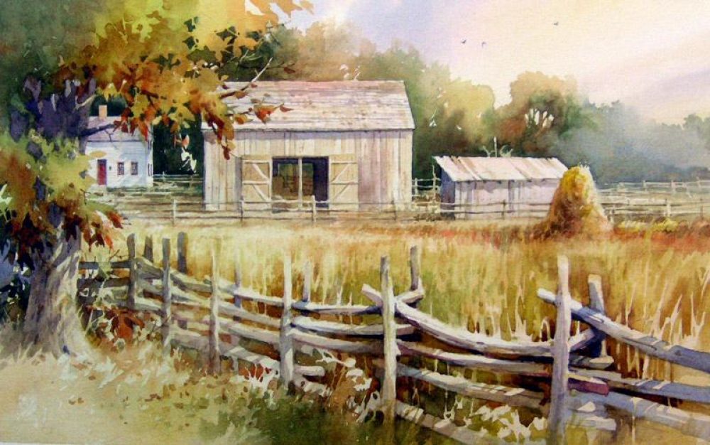 The Smith Family Farm - Painting of the Joseph Smith Farm near Palmyra New York