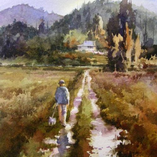 Rainy Day in New Zealand - Watercolor Painting of scene near Opotiki New Zealand