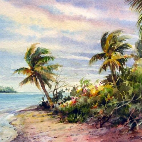 Windswept Island - Watercolor Painting of the Cook Islands