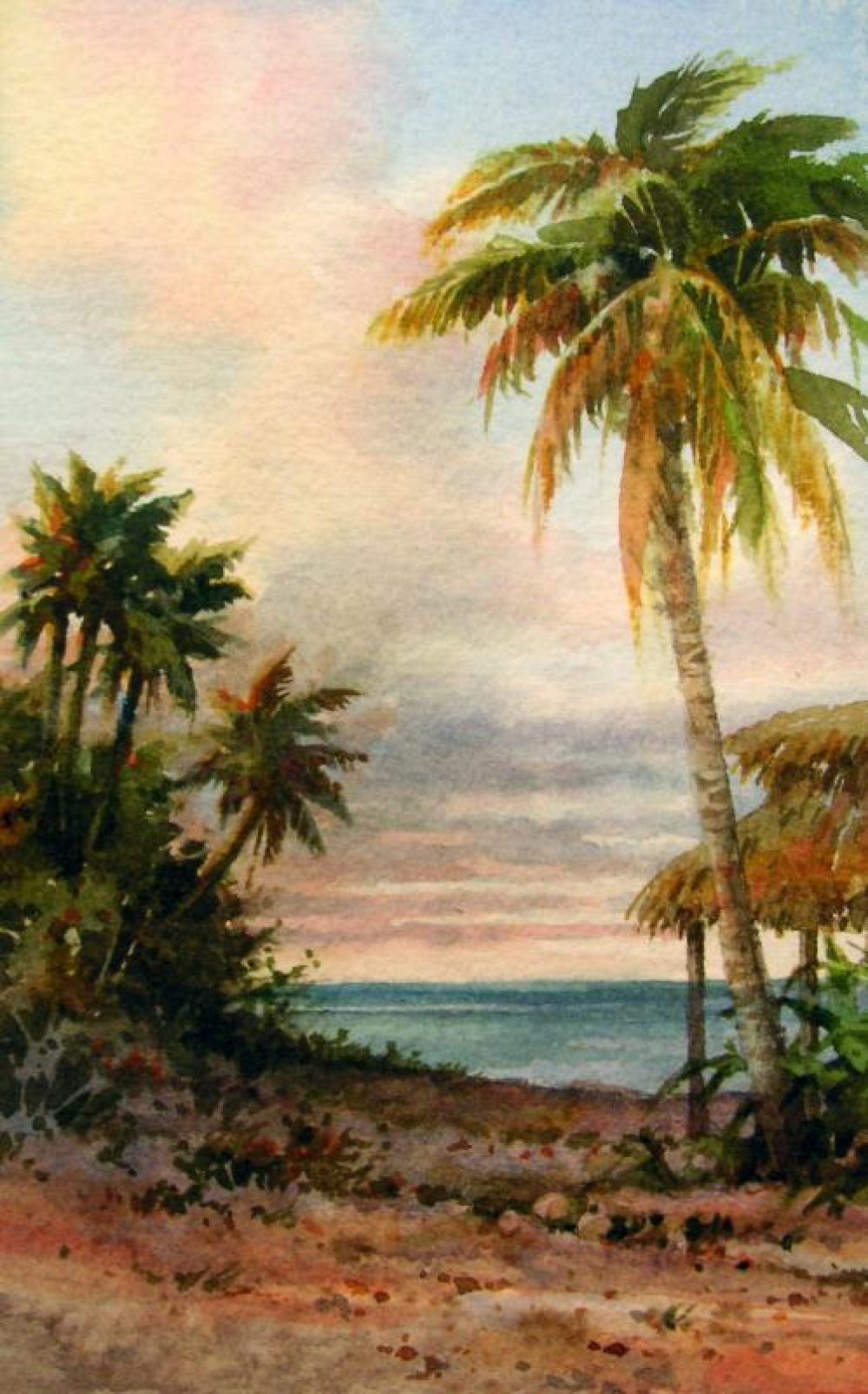 Rarotonga Bungalow - Watercolor painting of Rarotonga