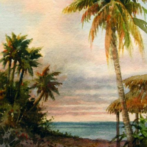 Rarotonga Bungalow - Watercolor painting of Rarotonga