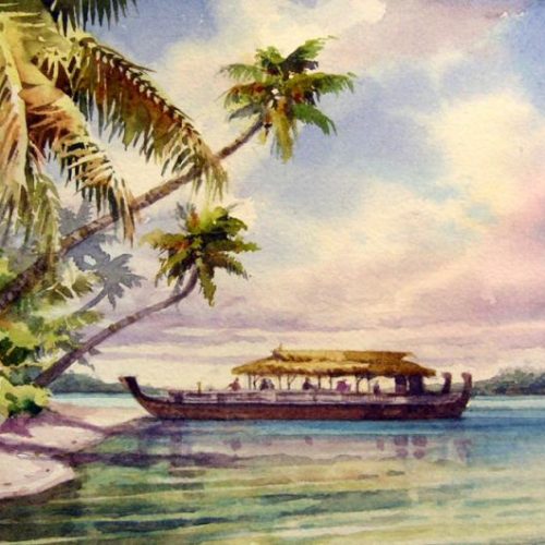 Visiting One Foot Island - Watercolor Painting of Aitutaki in the Cook Islands