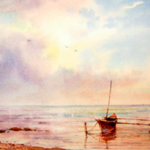 Still Water Sunset - Aitutaki - Watercolor Painting of Aitutaki in the Cook Islands