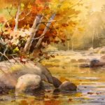 Quiet Creek - Vermont - Original watercolor of Vermont Creek in Fall