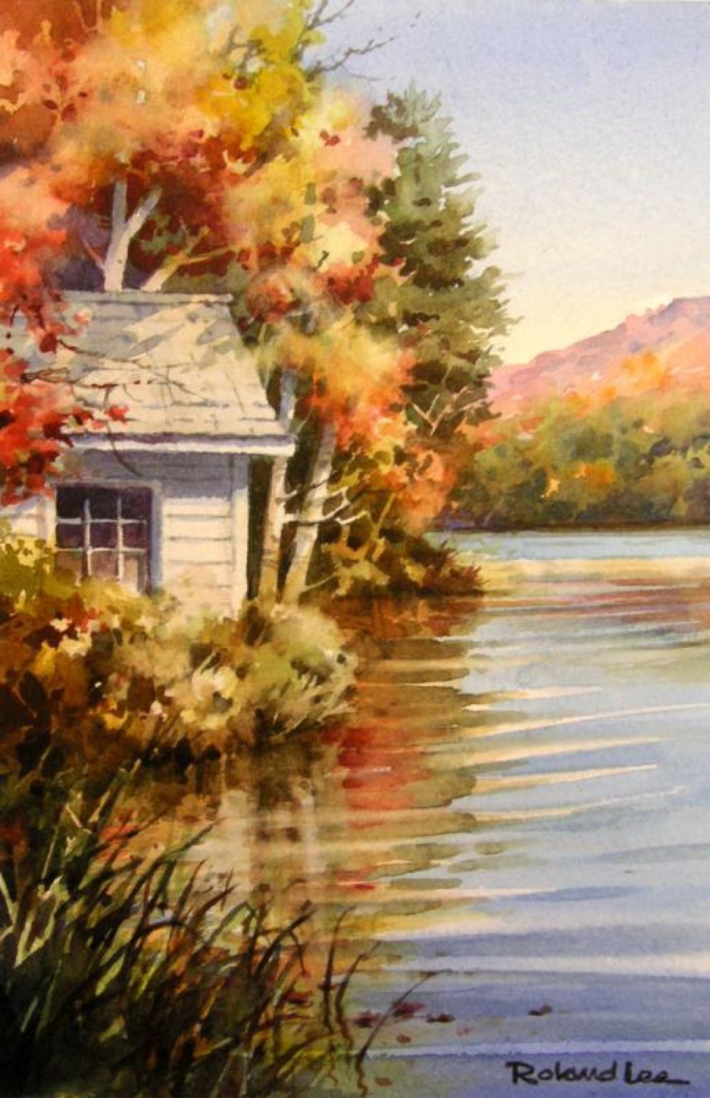 October Lake House - Original Watercolor Painting of Vermont