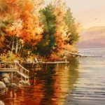 Lake Willoughby Docks - Watercolor Painting of Lake Willoughby near Sam Kent's Camp