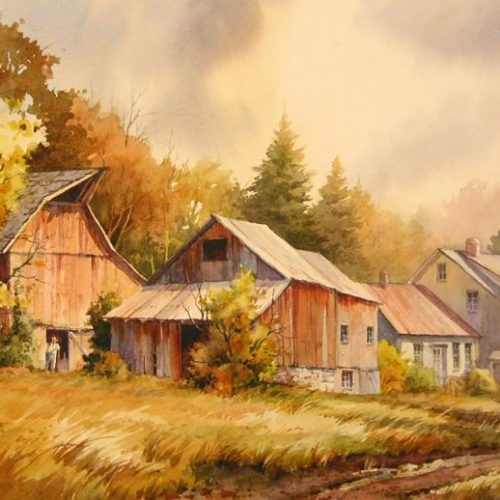 Vermont Farm - Watercolor Painting of a farm in Vermont's Northeast Kingdom