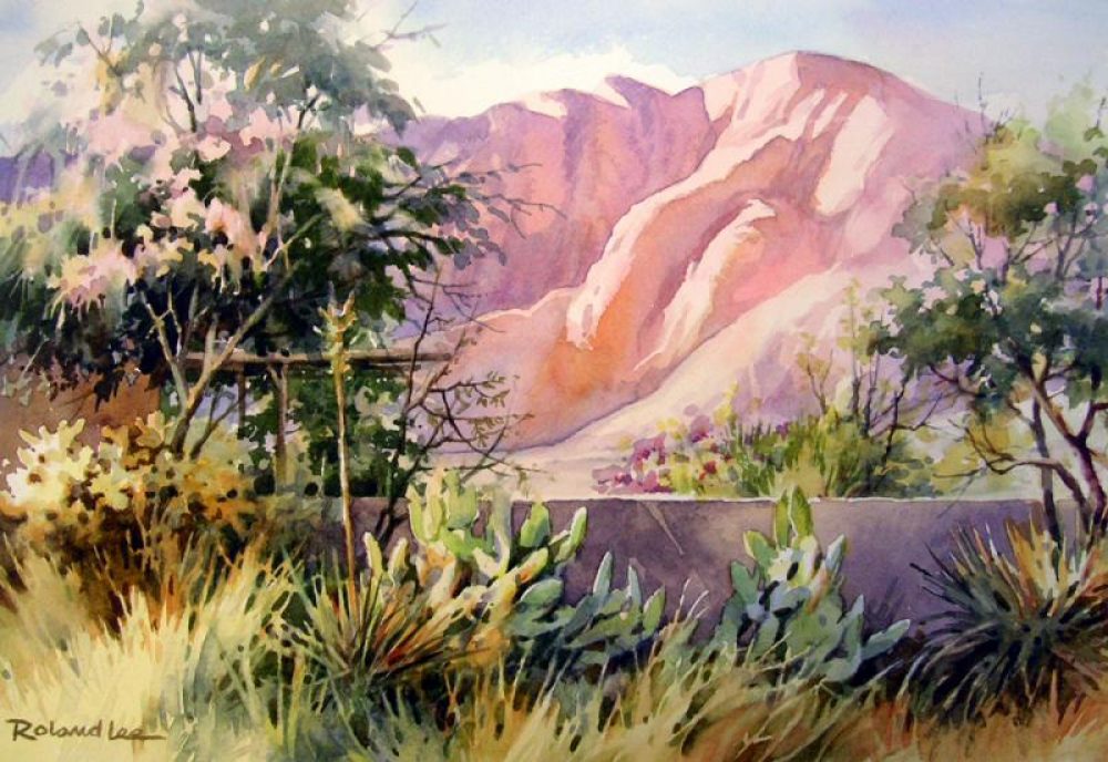 Barbara's Yard - Original watercolor Painting of Home in Kayenta Utah