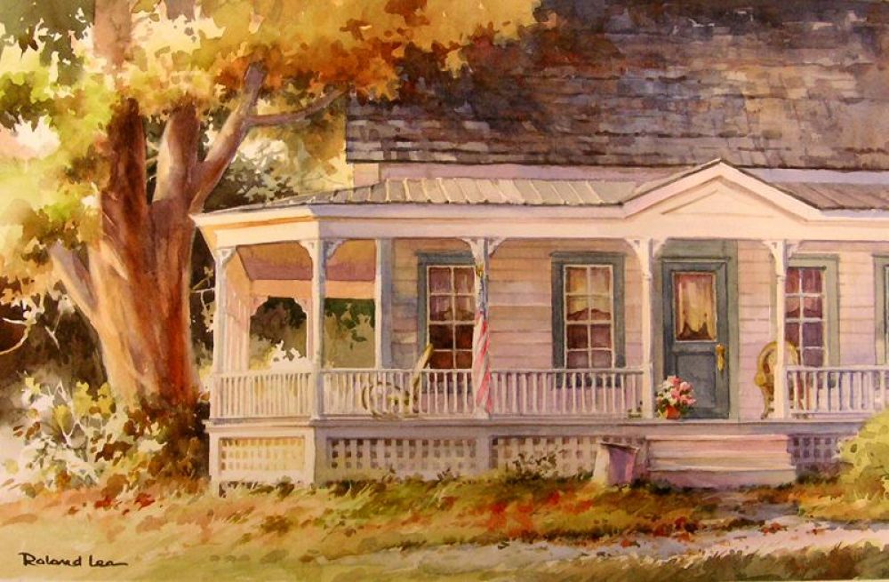 American Dream - Watercolor Painting of a Home in Chester Vermont