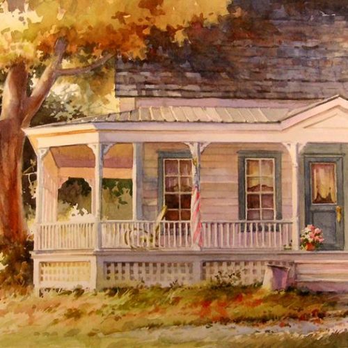 American Dream - Watercolor Painting of a Home in Chester Vermont