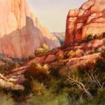 Kolob Canyon Trail Zion National Park - Original watercolor Painting of the Kolob Canyons Section of Zion National Park