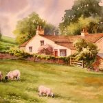 Sheep at Branthwaite - Watercolor Painting of Cottage neary Sedbergh
