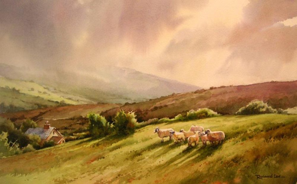 Sheep May Safely Graze... - Painting of sheep grazing in the Yorkshire Dales of England