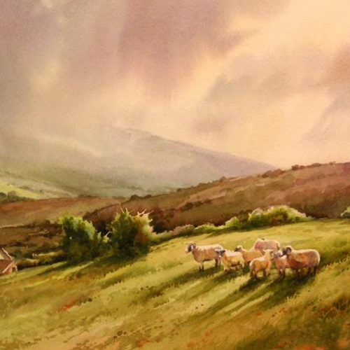 Sheep May Safely Graze... - Painting of sheep grazing in the Yorkshire Dales of England