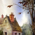 English Cottage - Original painting by Roland Lee of a Cottage in the English Countryside