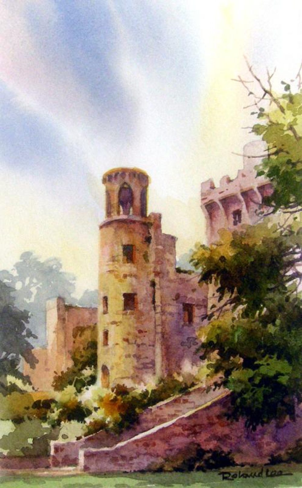 Tower at Blarney Castle Ireland - Original painting by Roland Lee of a the Blarney Castle in Cork Ireland