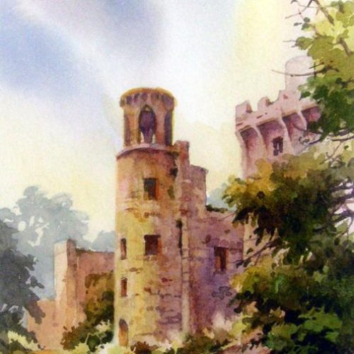 Tower at Blarney Castle Ireland - Original painting by Roland Lee of a the Blarney Castle in Cork Ireland