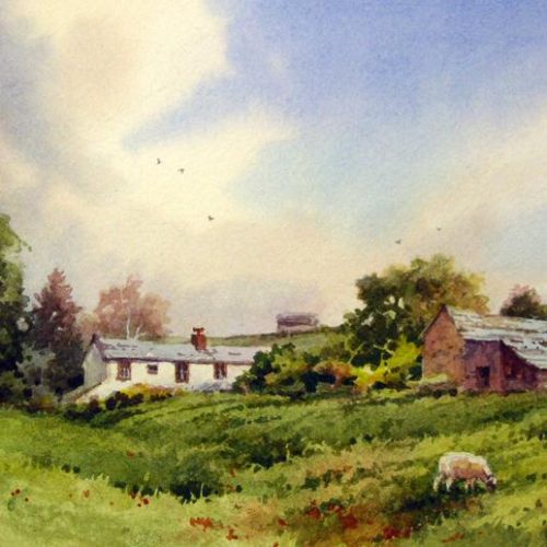 Fells at High Branthwaite - Original painting by Roland Lee of a scene in the Yorkshire Dales
