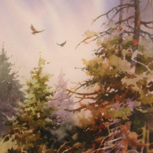 Where Eagles Soar - Watercolor Painting of Mountain Scene in Utah