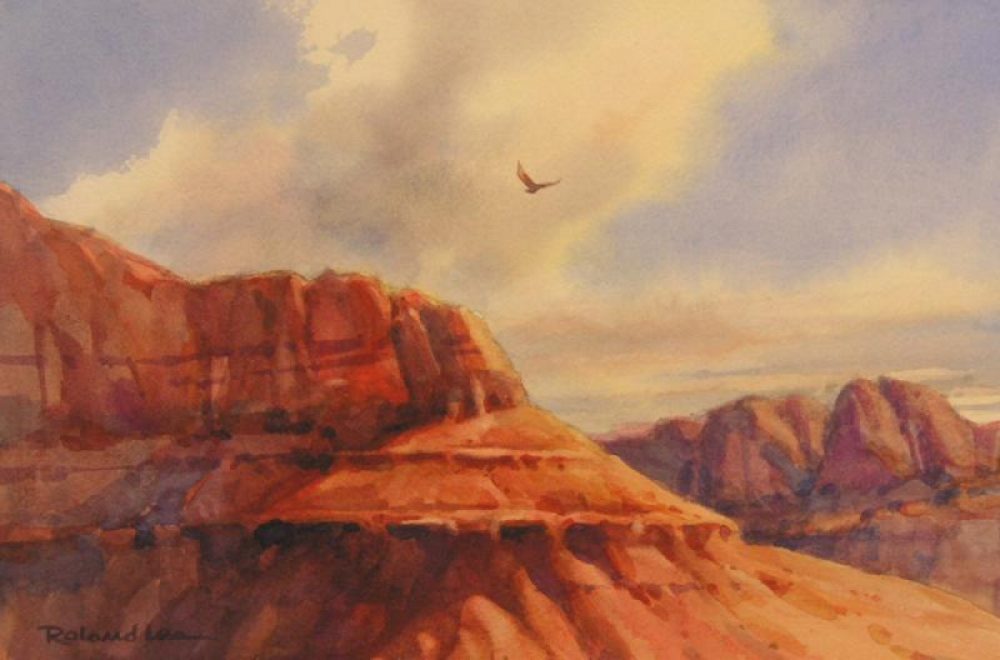 Red Mountain Mesa - Original painting by Roland Lee of a scene at Ivins Utah