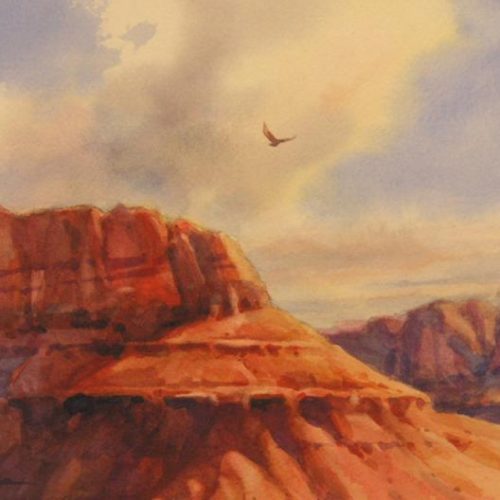 Red Mountain Mesa - Original painting by Roland Lee of a scene at Ivins Utah