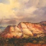 Clouds Over the Mexican Hat - Watercolor Painting of a scene in southern Utah