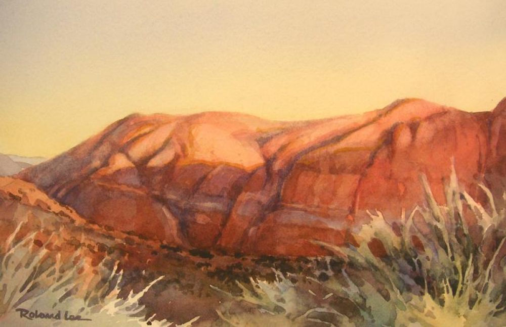 Sandstone and Sage - Watercolor Painting of the Red Cliffs near Snow Canyon Utah