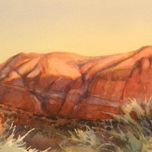 Sandstone and Sage - Watercolor Painting of the Red Cliffs near Snow Canyon Utah