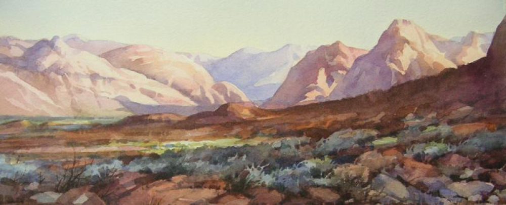 Morning Glow at Entrada - Watercolor Painting of the Red Cliffs from Entrada